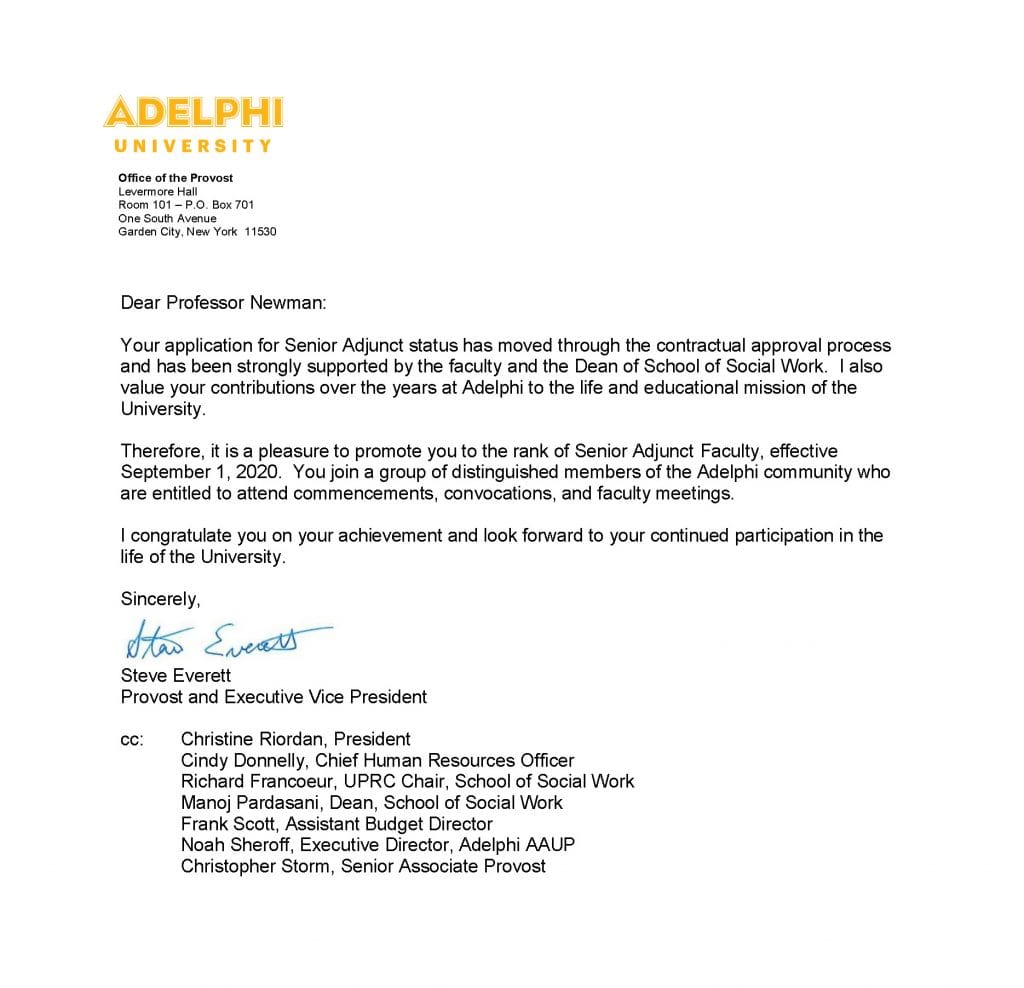 Senior Adjunct Faculty Member at Adelphi University